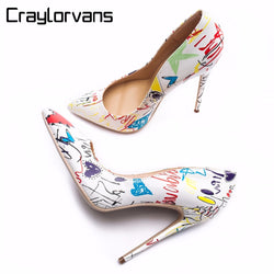 Craylorvans 2018 Specia Graffiti Colorful Women Pumps Sexy Stiletto high heels Spring Wedding Party Women Shoes sapato feminino