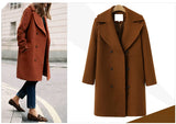 FLULU 2018 autumn winter Fashion women coats Casual Jackets Long Sleeve Blazer Outwear Female Elegant Wool double breasted Coat