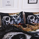 Fanaijia Sugar skull Bedding Sets king beauty kiss skull Duvet Cover Bed Set Bohemian Print Black Bedclothes queen size bedline