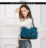 DAUNAVIA brand handbag women shoulder bag female large tote bag soft Corduroy leather bag crossbody messenger bag for women 2018