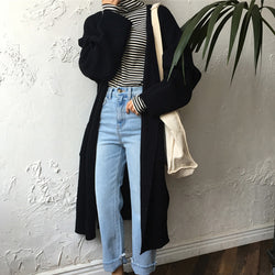 Harajuku Long Cardigan Ladies 2018 Spring Fashion Long Knit Sweater Women Large Coat Casual Black Jacket Winter Clothing Sweater