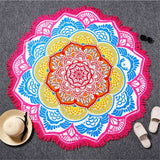 BeddingOutlet Tassel Indian Toalla Mandala Tapestry Beach Towel Sunblock Round Bikini Cover-Up Blanket Lotus Bohemian Yoga Mat