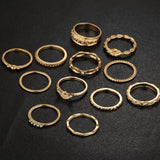 17KM 12 pc/set Charm Gold Color Midi Finger Ring Set for Women Vintage Boho Knuckle Party Rings Punk Jewelry Gift for Girl