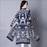 2018 Fashion Women Knitted Sweater Coat Autumn And Winter Long Sleeve Bohemian print Cardigan Jacket Female Casual Outwear Tops