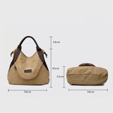 2018 Kvky Brand Large Pocket Casual Tote Women's Handbag Shoulder Handbags Canvas Leather Capacity Bags For Women