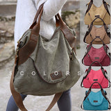 2018 Kvky Brand Large Pocket Casual Tote Women's Handbag Shoulder Handbags Canvas Leather Capacity Bags For Women