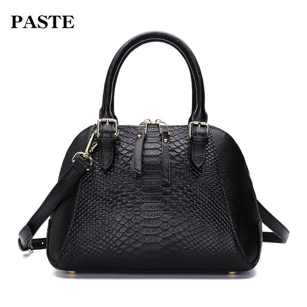 2018 PASTE Autumn Brand Designer Handbags Lady Shell Bags Natural Leather Python Pattern Women Shoulder Bag Retro Messenger Bag