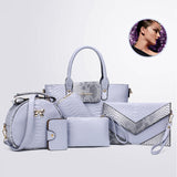 6sets Luxury Brands Women Tote+Shoulder/Messenger+Clutch Composite Bags High Quality Serpentine Python Handbag Designer Bags