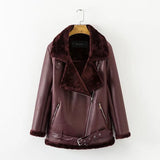 Autumn Winter Coat New European American Women Punk Lapel thickened Padded warm PU leather coats