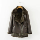 Autumn Winter Coat New European American Women Punk Lapel thickened Padded warm PU leather coats