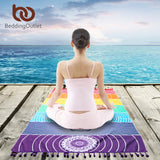 BeddingOutlet 7 Chakra Rainbow Stripes Beach Towel For Adults Mandala Blanket Microfiber Rectangle Bohemian Tapestry Yoga Mat