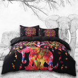 BeddingOutlet Black Bedding Set Colorful Bohemian Print Duvet Cover and Pillowcase Indian Elephant Exotic Bedclothes Multi Sizes