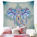 BeddingOutlet Elephant Tapestry Wall Hanging Animal Twin Hippie Tapestry Blue Boho Hippy Bohemian Dorm Decor 150x150cm Bedspread