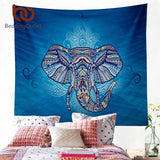 BeddingOutlet Elephant Tapestry Wall Hanging Animal Twin Hippie Tapestry Blue Boho Hippy Bohemian Dorm Decor 150x150cm Bedspread