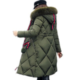 Big fur winter coat thickened parka women stitching slim long winter coat down cotton ladies down parka down jacket women 2018