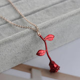 Bijoux Red Rose Flower Statement Necklace Women Choker Rose Gold Color Flower Pendant Necklace Boho Charm Jewelry Nice Gifts
