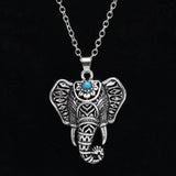 Bohemian Ethnic blue stone Elephant Pendant Necklace Vintage women statement jewelry Necklace for Women  Free shipping