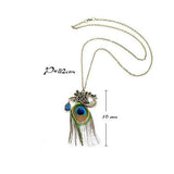 Boho Fashion Crystal Necklaces  Long Chain Peacock 2018 Statement Pendant Sweater Necklace for women Bohemian Jewellery gifts