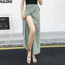 Boho Print Summer Holiday Beach Skirts Women 2018 Casual High Waist Long Slim Wrap Floral Skirt Ladies Bohemia One Piece Skirts