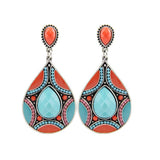 Brincos New Drop Earrings For Women Ethnic Vintage Silver Color Multicolor Bead Large Bohemia Dangle Earrings Statement Jewelry
