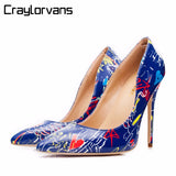 Craylorvans 2018 Specia Graffiti Colorful Women Pumps Sexy Stiletto high heels Spring Wedding Party Women Shoes sapato feminino
