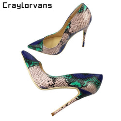 Womens Snake Print High Heels Party & Wedding Shoes