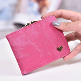 Fashion Colorful Lady Lovely Coin Purse Solid Golden Heart Clutch Wallet Large Capacity Zipper Women Small Bag Cute Card Hold