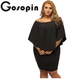 Gosopin Off Shoulder Dresses Plus Size Multiple Dressing Layered Sexy Black Mini Dress Vestido Casual Big Women Clothes  LC22820