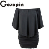 Gosopin Off Shoulder Dresses Plus Size Multiple Dressing Layered Sexy Black Mini Dress Vestido Casual Big Women Clothes  LC22820