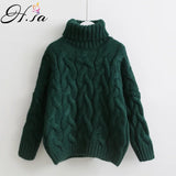 H.SA Women Turtleneck Sweaters Autumn Winter 2017 Pull Jumpers European Casual Twist Warm Sweaters Female oversized sweater Pull