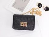 New Design Women Cross Body Bag PU Leather Chain Shoulder Bag Serpentine Pattern Small Messenger Bag Flap With Silver Color