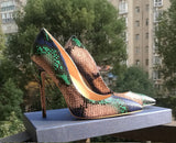 Womens Snake Print High Heels Party & Wedding Shoes