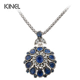 Hot 2016 Gorgeous Bohemia Vintage Jewelry Fashion Resin Silver -Plated Women For Pendant Long Necklace Crystal Gifts