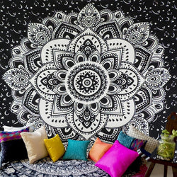 Indian Mandala Tapestry Tai Chi Wall Hanging Tapestries Hippie Bohemian Black Brown Decorative Wall Carpet Yoga Mats