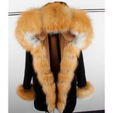 MaoMaoKong natural real fox fur Jacke coat Real Fox Fur Collar Cuff Hooded Coat Short Parka Long Camouflage winter jacket
