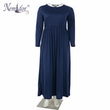 Nemidor 2018 Hot Sales Women O-neck Short Sleeve Long Summer Casual Dress Plus Size 7XL 8XL 9XL Vintage Maxi Dress With Pockets
