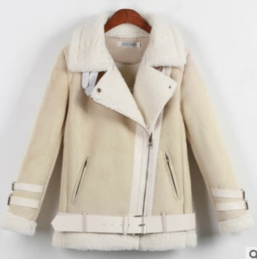 New 2016 Winter Women Shearling Coats Faux Suede Leather Jackets Coat Faux Lambs Wool Patchwork Coat Outerwear S-XXL W893
