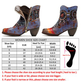 Socofy Vintage Bohemian Ankle Boots Women Shoes Genuine Leather Cowgirl Retro Printed Zip Block Heels Ladies Shoes Boats Mujer