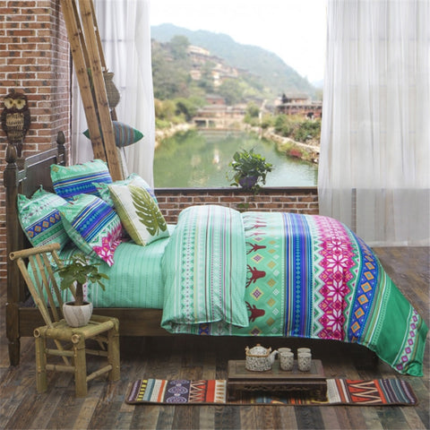 Reversible Boho Mandala Duvet Cover, Bed Sheet & Pillow Cases Set