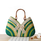 Vintage Lace Bow Designer Straw Bags Summer Travelling Causal Beach Totes Bag Rattan Woven Holiday Women Handbags L60