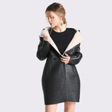 Women Winter Warm Leather Jackets Female Casual Black Faux Fur Long Coat Women's Slim Outerwear Lady Autumn PU Jackets Talever