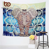 BeddingOutlet Elephant Tapestry Colored Printed Decorative Mandala Tapestry Indian 130cmx150cm 153cmx203cm Boho Wall Carpet