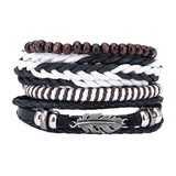 2018 New Handmade Unisex Leather Bracelet Adjustable Multilayer Bead Bracelet Men/Women Bohemian Vintage Leather Charm Bracelet