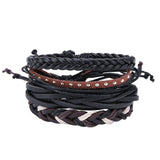 2018 New Handmade Unisex Leather Bracelet Adjustable Multilayer Bead Bracelet Men/Women Bohemian Vintage Leather Charm Bracelet