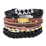 2018 New Handmade Unisex Leather Bracelet Adjustable Multilayer Bead Bracelet Men/Women Bohemian Vintage Leather Charm Bracelet