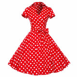 Kenancy Plus Size 4XL Women Retro Dress 50s 60s Vintage Rockabilly Swing feminino vestidos V neck short sleeves Dot print Dress