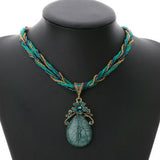 Bohemian Necklace Jewelry Fashion Popular Retro Bohemia Style Multilayer Beads Chain Crystal Gem Water Pendant Necklace
