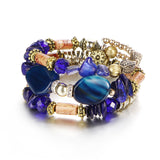 IF YOU Bohemian Beads Crystal Charms Bracelets For Women Ethnic Tibet Multilayer Imitation Natural Stone Bracelets Bangles Men