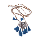 Vintage Boho Bohemian Ethnic Statement Tassel Pendant Necklace for Women Sweater Chain Choker Jewelry Accessories Gifts