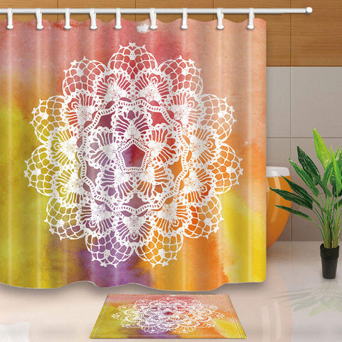 Shower Curtain Indian Mandala Bathroom Curtains Bohemian Decorations Geometric Printed Waterproof Moldproof  With 12 Hooks